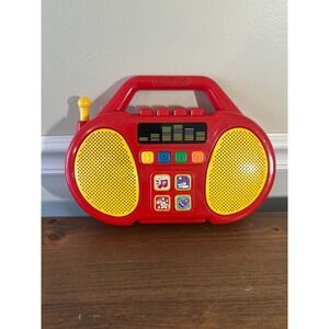 Vintage Blue Box Red Yellow Musical Radio Toy Kids Learning Pretend Play jambox